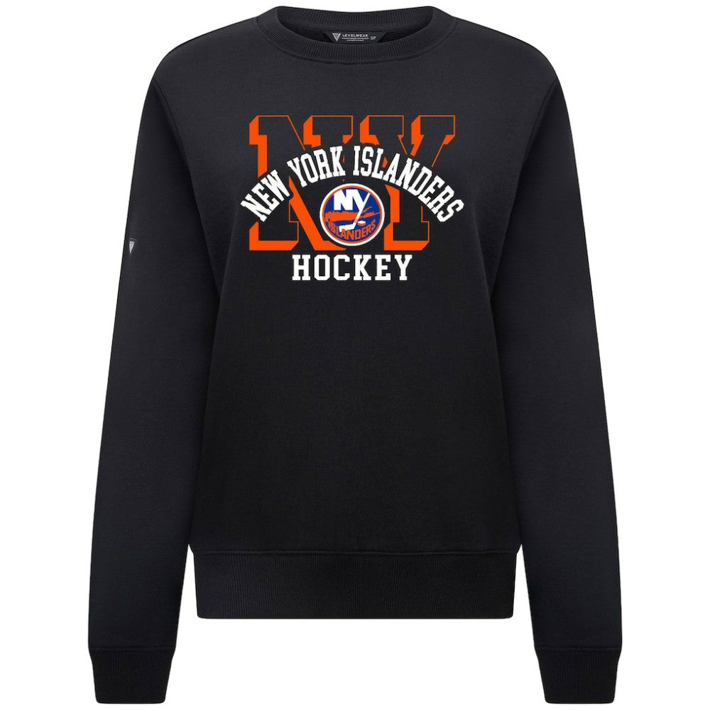 New York Islanders Levelwear Women's Yvette Limelight Big Letter Sweatshirt - Black Sweatshirts