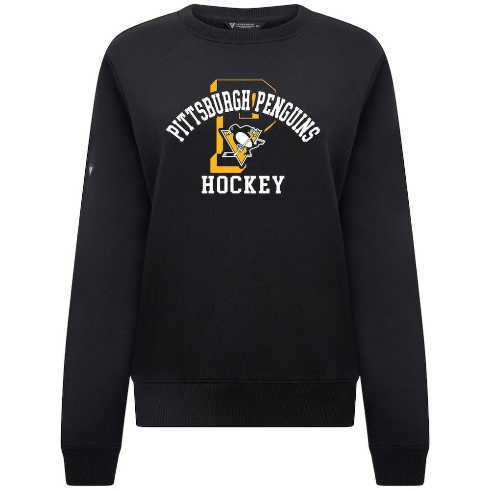 Pittsburgh Penguins Levelwear Women's Yvette Limelight Big Letter Sweatshirt - Black Sweatshirts