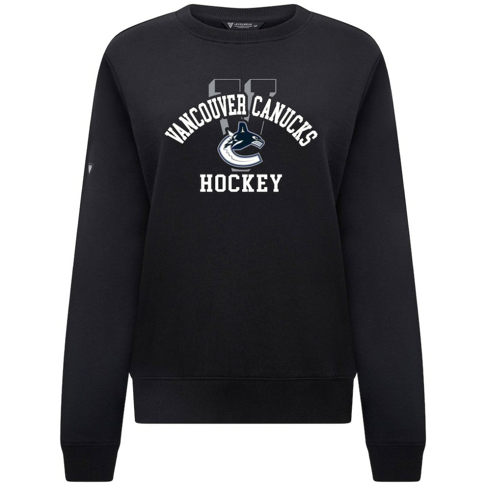 Vancouver Canucks Levelwear Women's Yvette Limelight Big Letter Sweatshirt - Black Sweatshirts