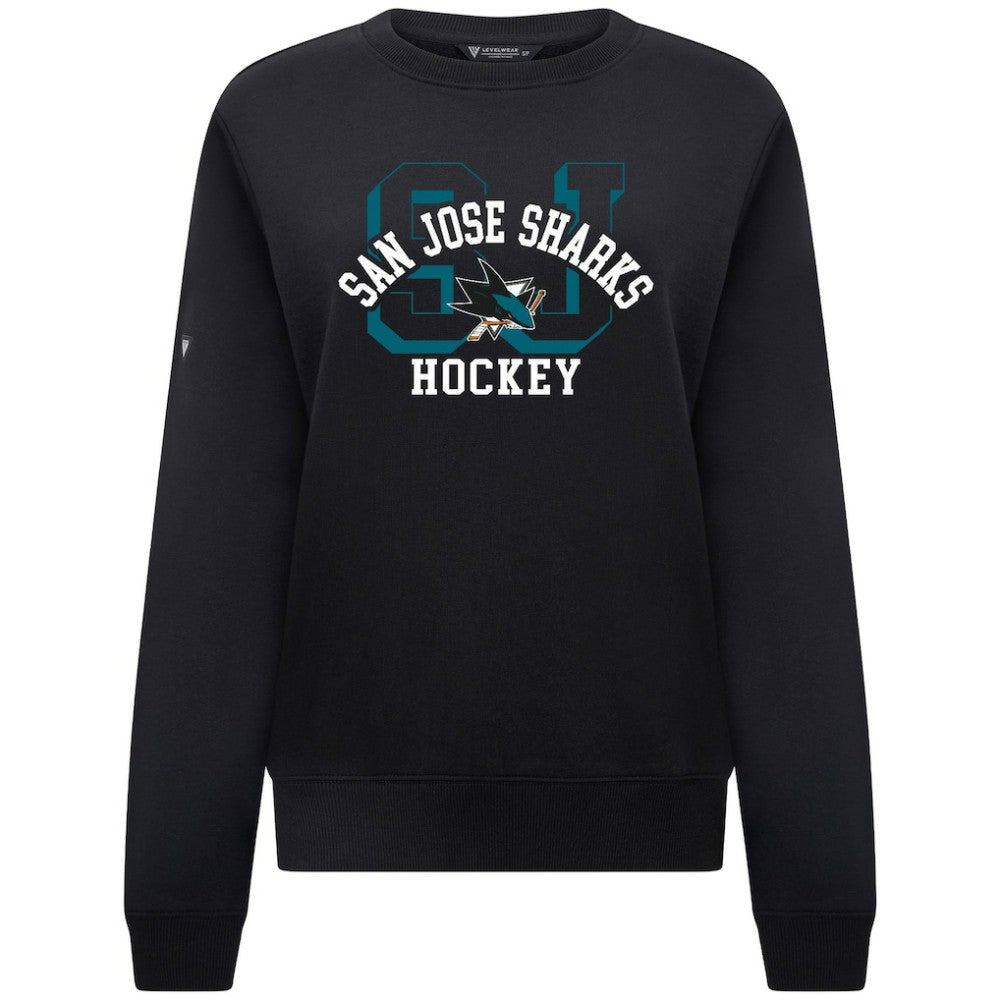 San Jose Sharks Levelwear Women's Yvette Limelight Big Letter Sweatshirt - Black Sweatshirts