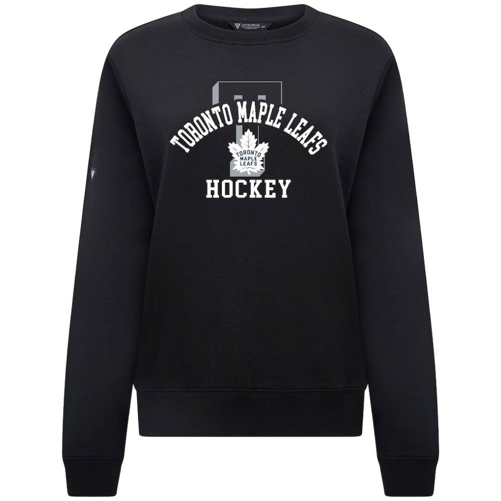 Toronto Maple Leafs Levelwear Women's Yvette Limelight Big Letter Sweatshirt - Black Sweatshirts