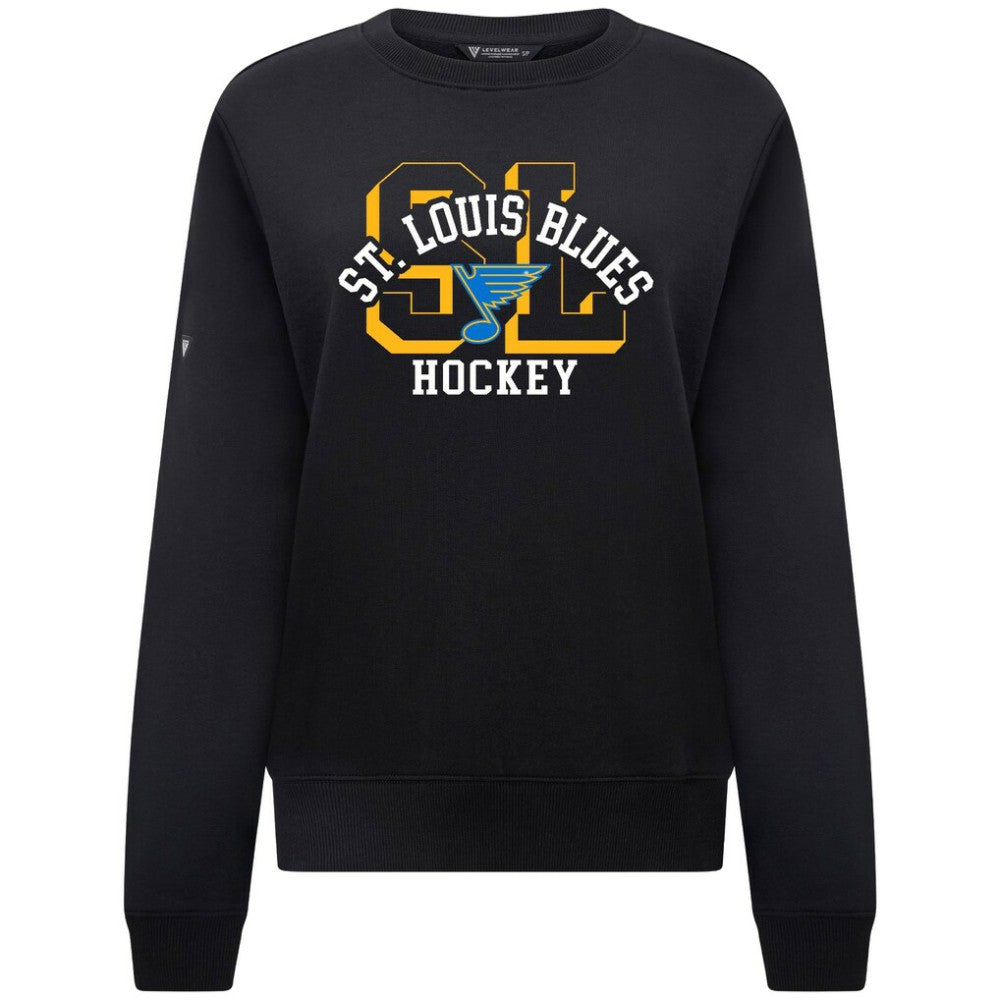 St. Louis Blues Levelwear Women's Yvette Limelight Big Letter Sweatshirt - Black Sweatshirts