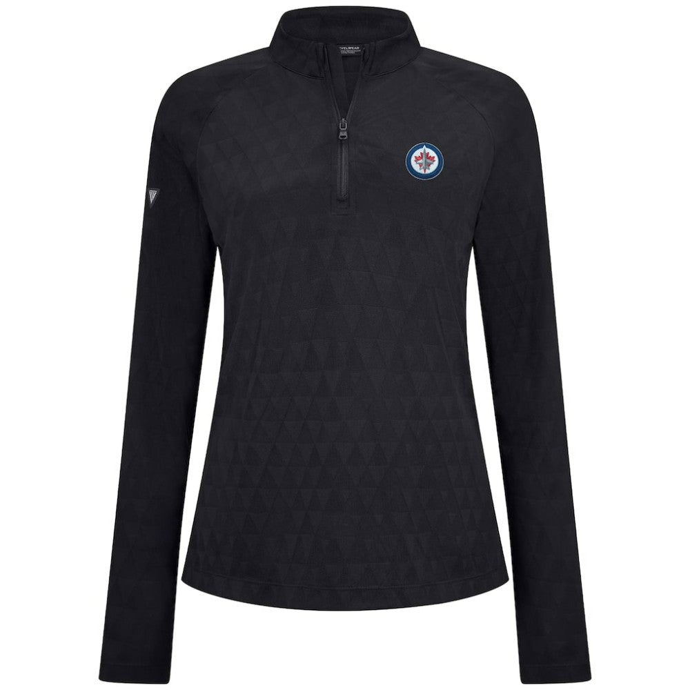 Winnipeg Jets Levelwear Women's Spike Raglan Quarter-Zip Top - Black Tops