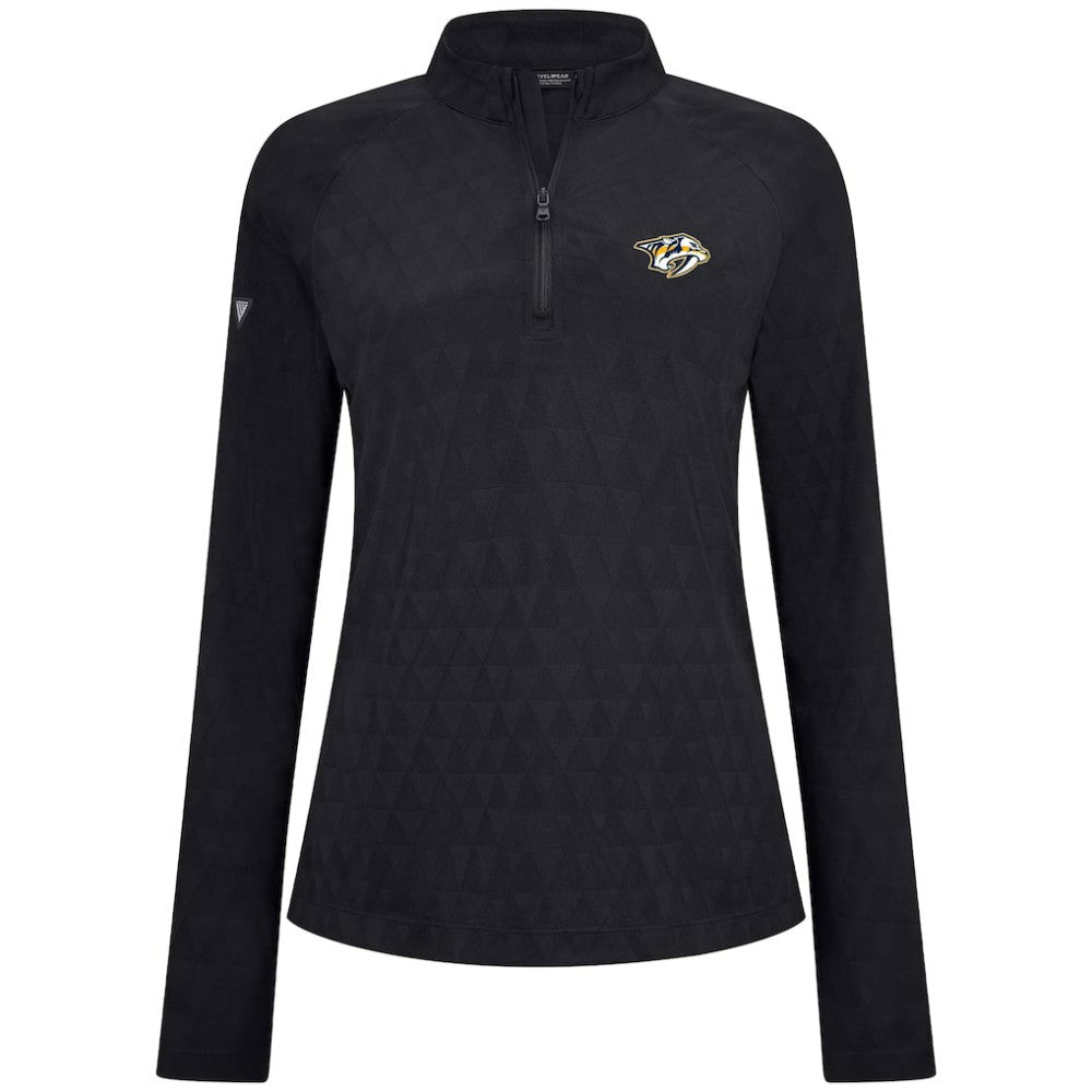 Nashville Predators Levelwear Women's Spike Raglan Quarter-Zip Top - Black Tops