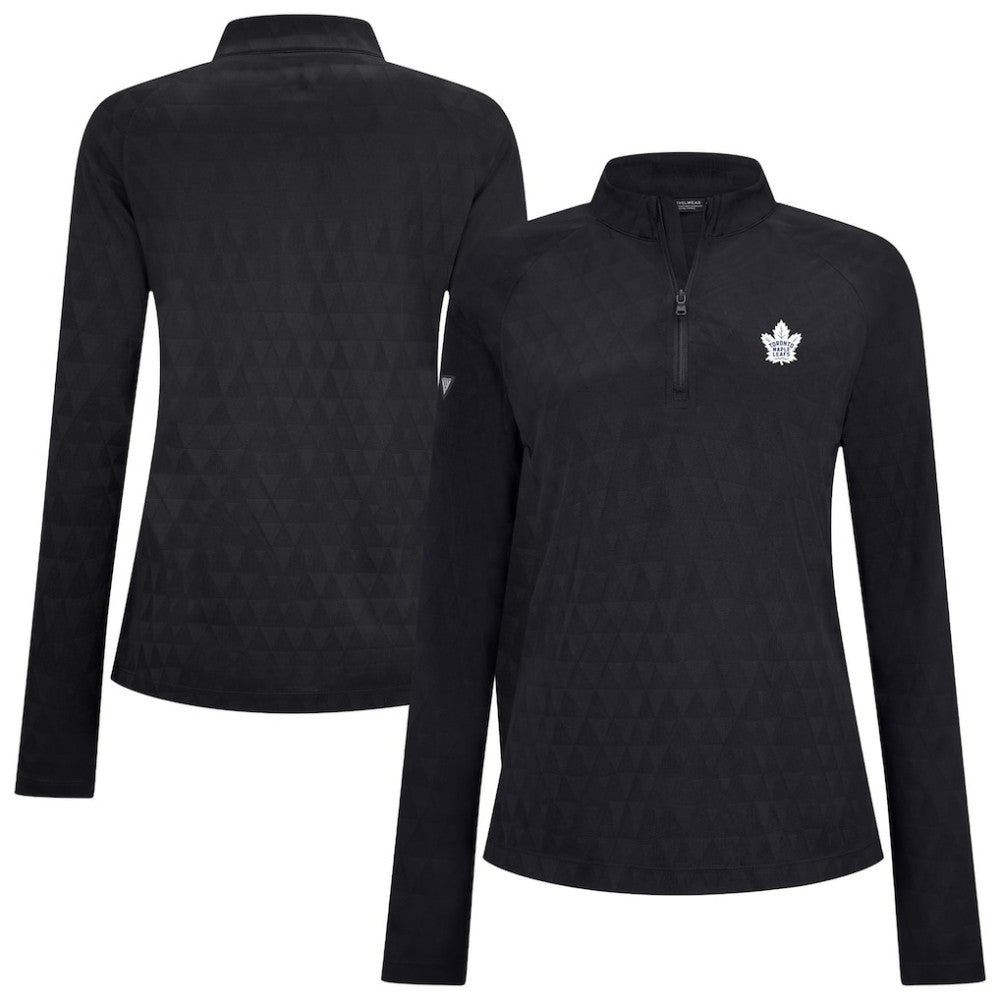 Toronto Maple Leafs Levelwear Women's Spike Raglan Quarter-Zip Top - Black Tops