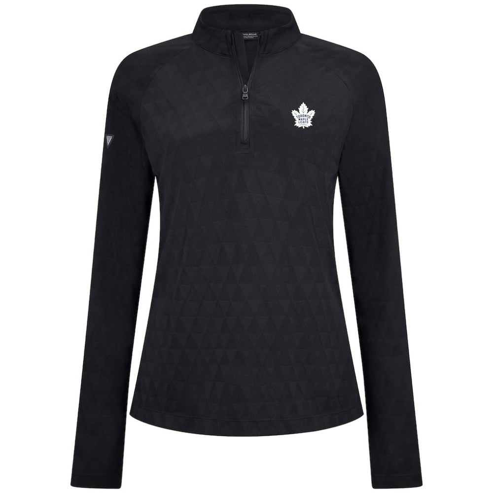 Toronto Maple Leafs Levelwear Women's Spike Raglan Quarter-Zip Top - Black Tops