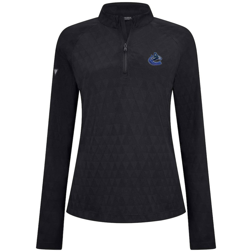 Vancouver Canucks Levelwear Women's Spike Raglan Quarter-Zip Top - Black Tops