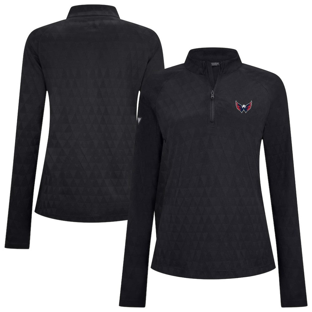 Washington Capitals Levelwear Women's Spike Raglan Quarter-Zip Top - Black Tops