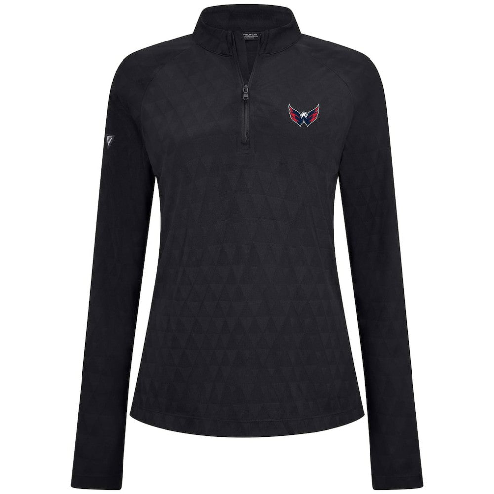 Washington Capitals Levelwear Women's Spike Raglan Quarter-Zip Top - Black Tops