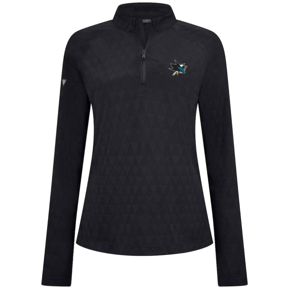 San Jose Sharks Levelwear Women's Spike Raglan Quarter-Zip Top - Black Tops