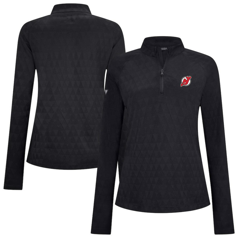 New Jersey Devils Levelwear Women's Spike Raglan Quarter-Zip Top - Black Jerseys
