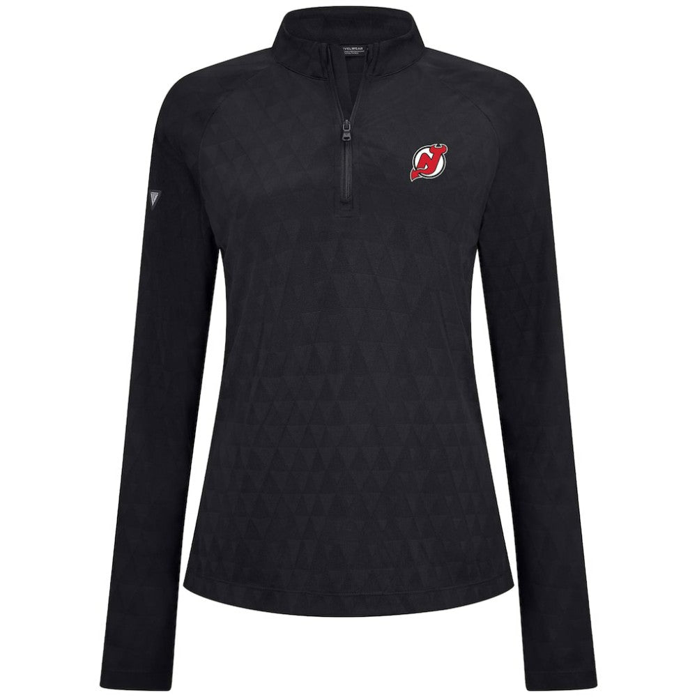 New Jersey Devils Levelwear Women's Spike Raglan Quarter-Zip Top - Black Jerseys
