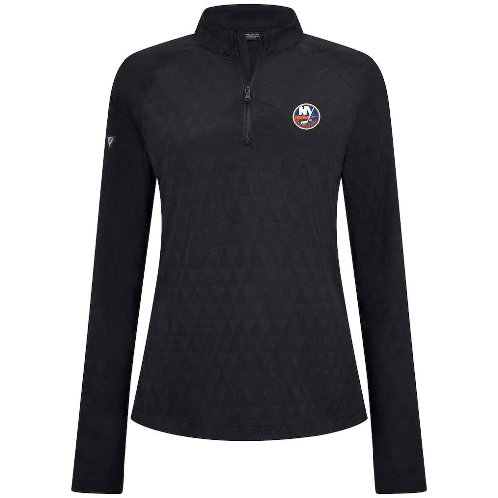 New York Islanders Levelwear Women's Spike Raglan Quarter-Zip Top - Black Tops
