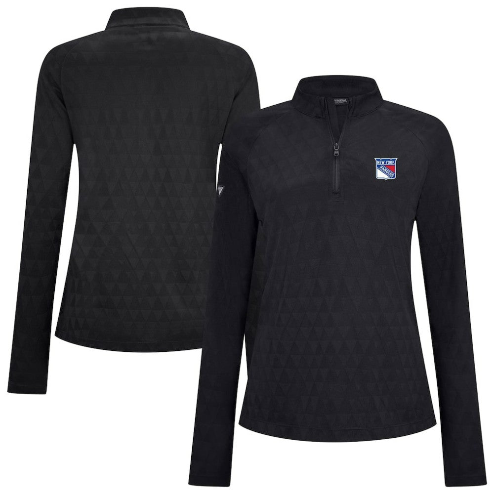 New York Rangers Levelwear Women's Spike Raglan Quarter-Zip Top - Black Tops