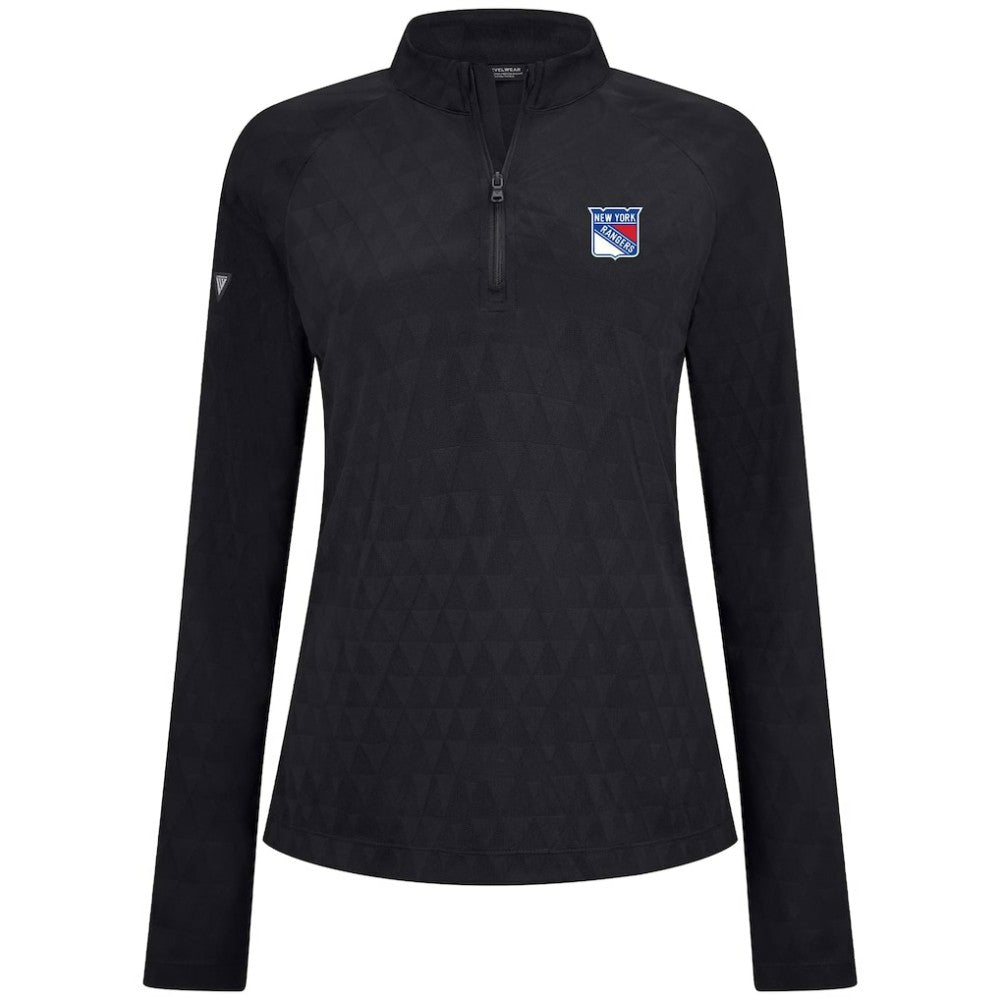 New York Rangers Levelwear Women's Spike Raglan Quarter-Zip Top - Black Tops