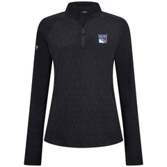 New York Rangers Levelwear Women's Spike Raglan Quarter-Zip Top - Black Tops