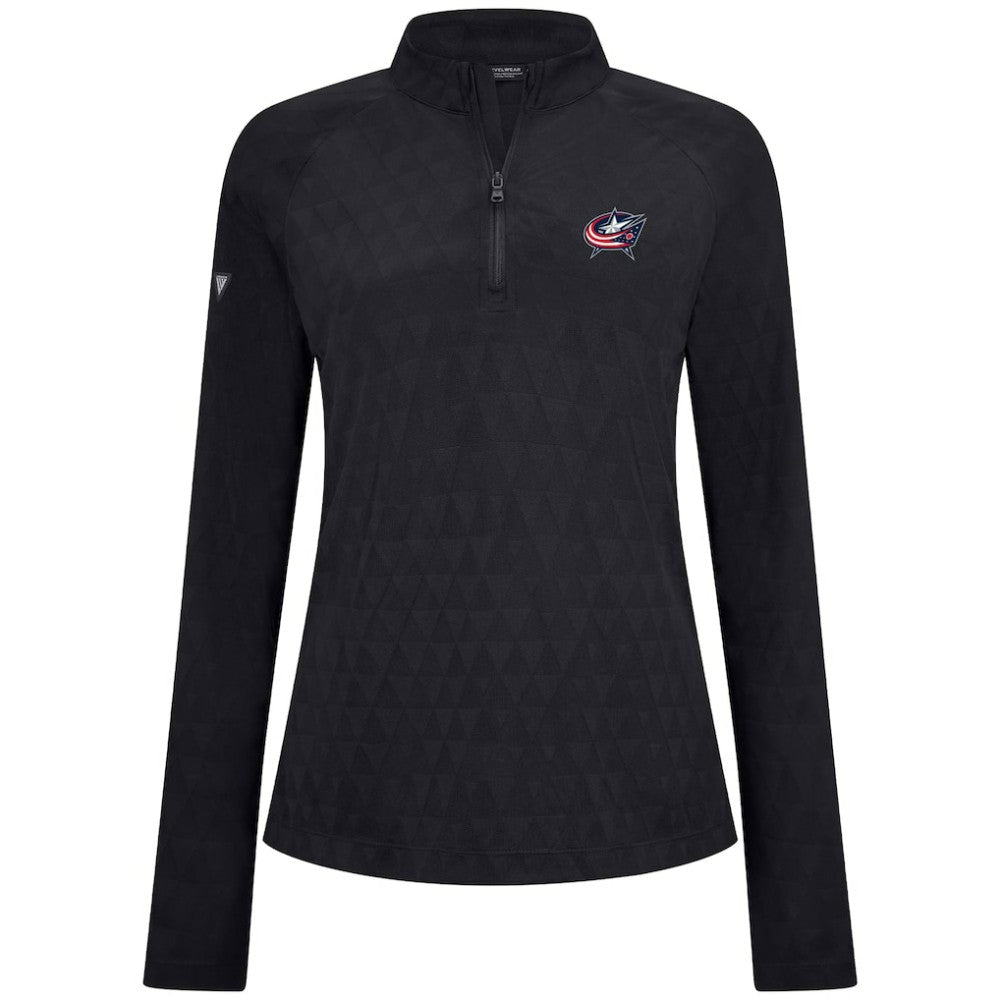 Columbus Blue Jackets Levelwear Women's Spike Raglan Quarter-Zip Top - Black Jackets