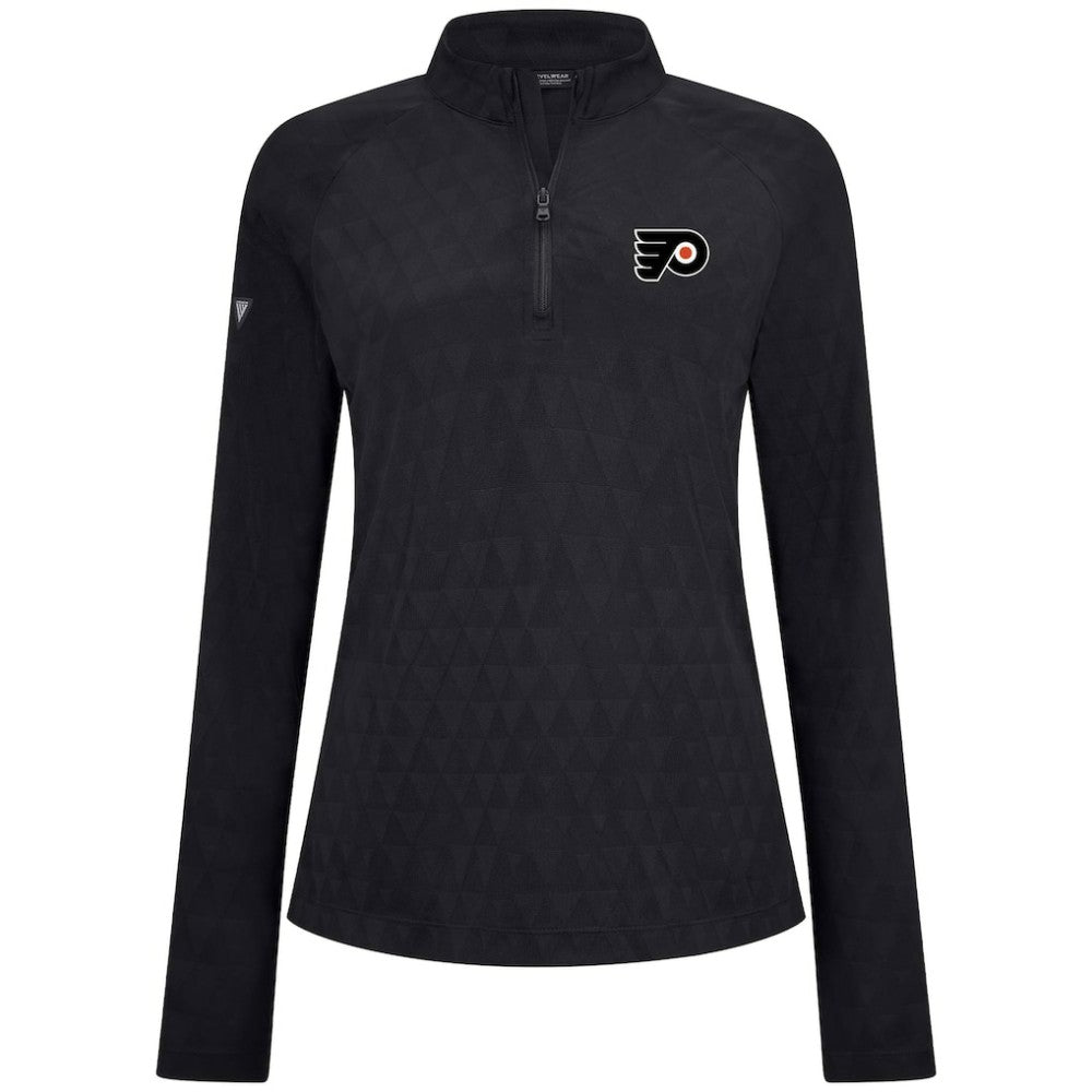 Philadelphia Flyers Levelwear Women's Spike Raglan Quarter-Zip Top - Black Tops