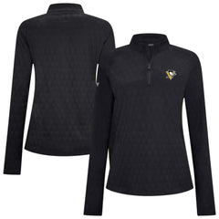 Pittsburgh Penguins Levelwear Women's Spike Raglan Quarter-Zip Top - Black Tops