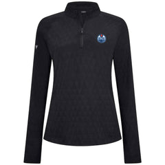 Edmonton Oilers Levelwear Women's Spike Raglan Quarter-Zip Top - Black Tops