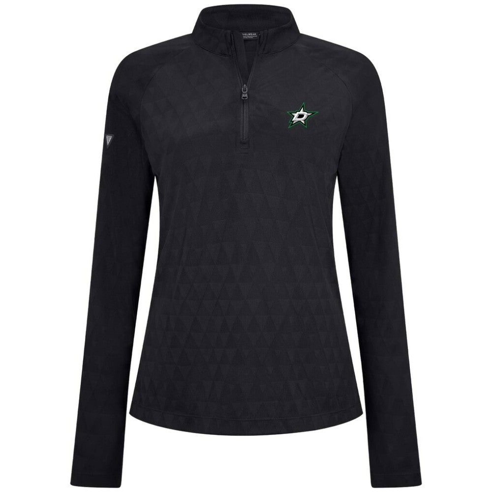 Dallas Stars Levelwear Women's Spike Raglan Quarter-Zip Top - Black Tops