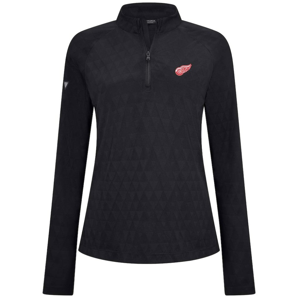 Detroit Red Wings Levelwear Women's Spike Raglan Quarter-Zip Top - Black Tops