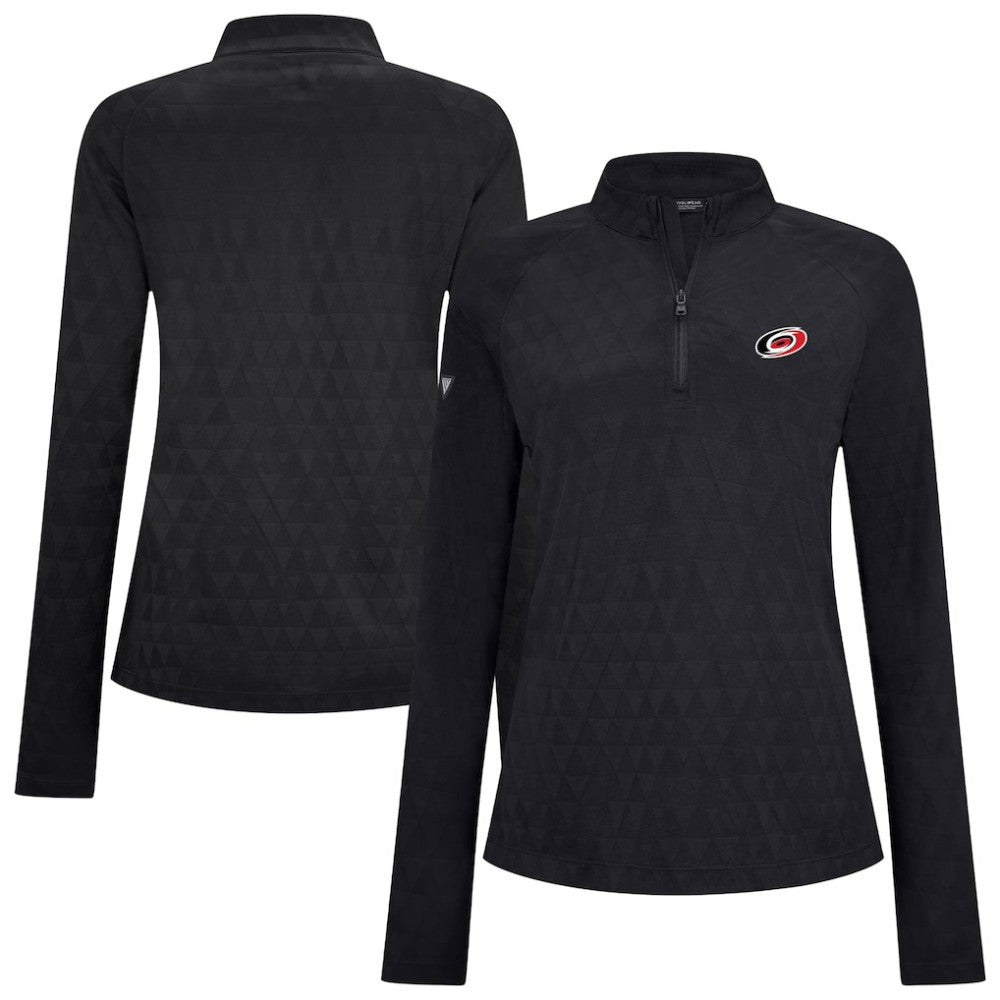 Carolina Hurricanes Levelwear Women's Spike Raglan Quarter-Zip Top - Black Tops