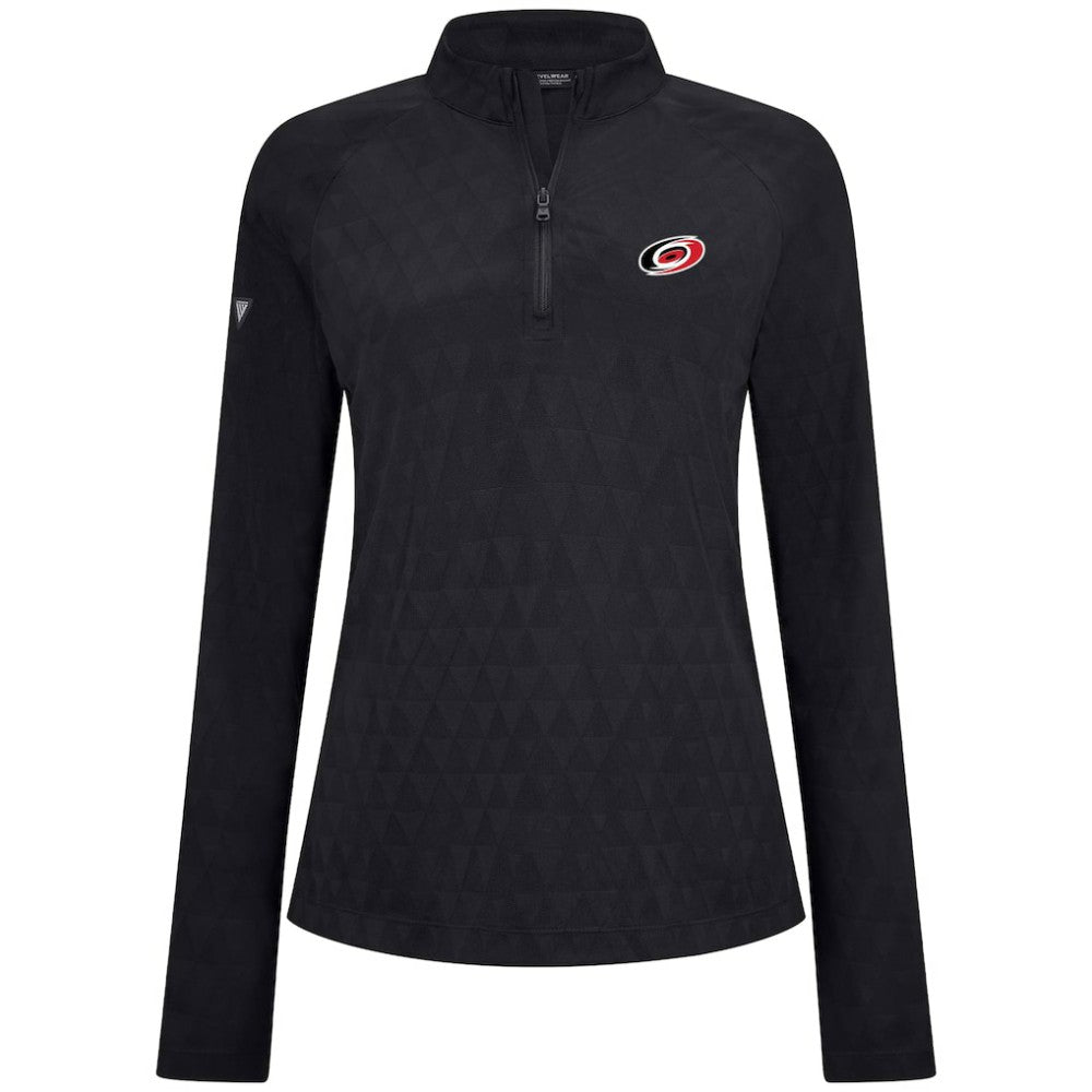 Carolina Hurricanes Levelwear Women's Spike Raglan Quarter-Zip Top - Black Tops