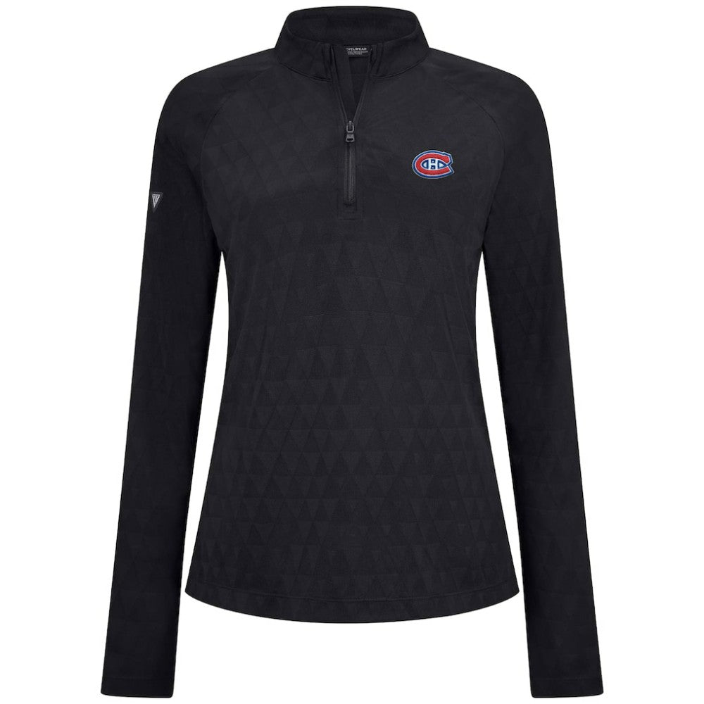 Montreal Canadiens Levelwear Women's Spike Raglan Quarter-Zip Top - Black Tops