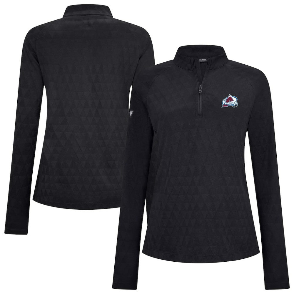 Colorado Avalanche Levelwear Women's Spike Raglan Quarter-Zip Top - Black Tops