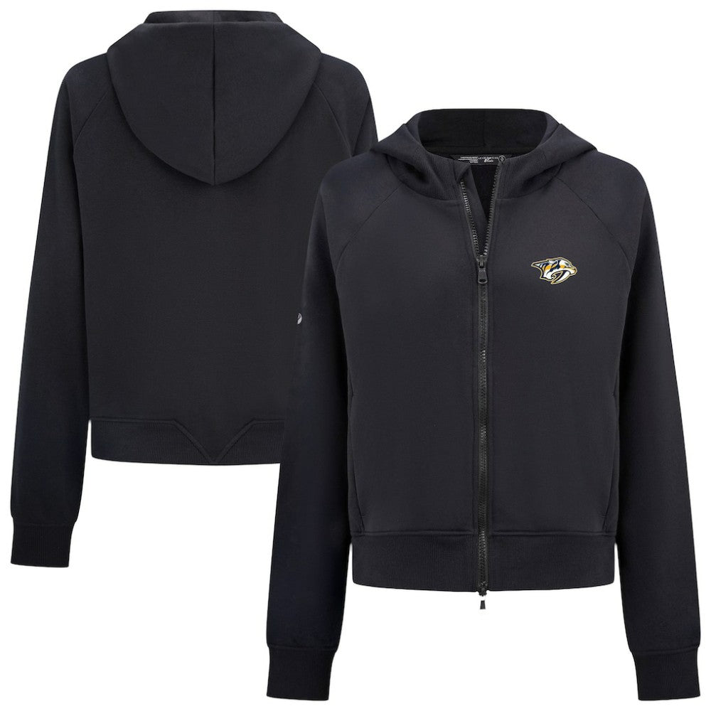 Nashville Predators Levelwear Women's Judd Raglan Full-Zip Hoodie - Black Hoodies
