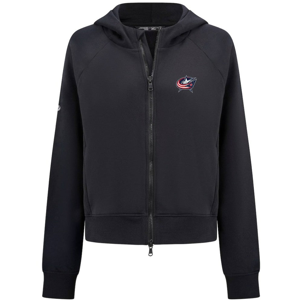 Columbus Blue Jackets Levelwear Women's Judd Raglan Full-Zip Hoodie - Black Hoodies