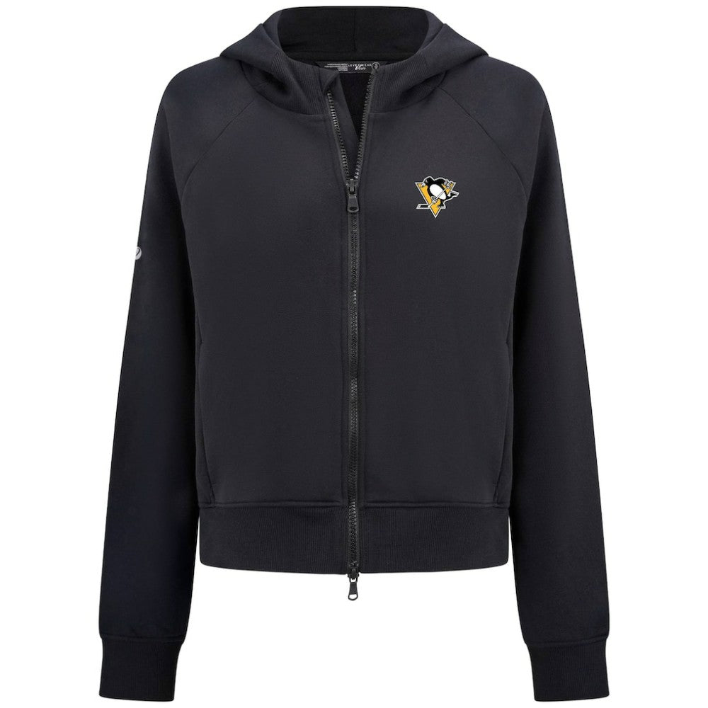 Pittsburgh Penguins Levelwear Women's Judd Raglan Full-Zip Hoodie - Black Hoodies