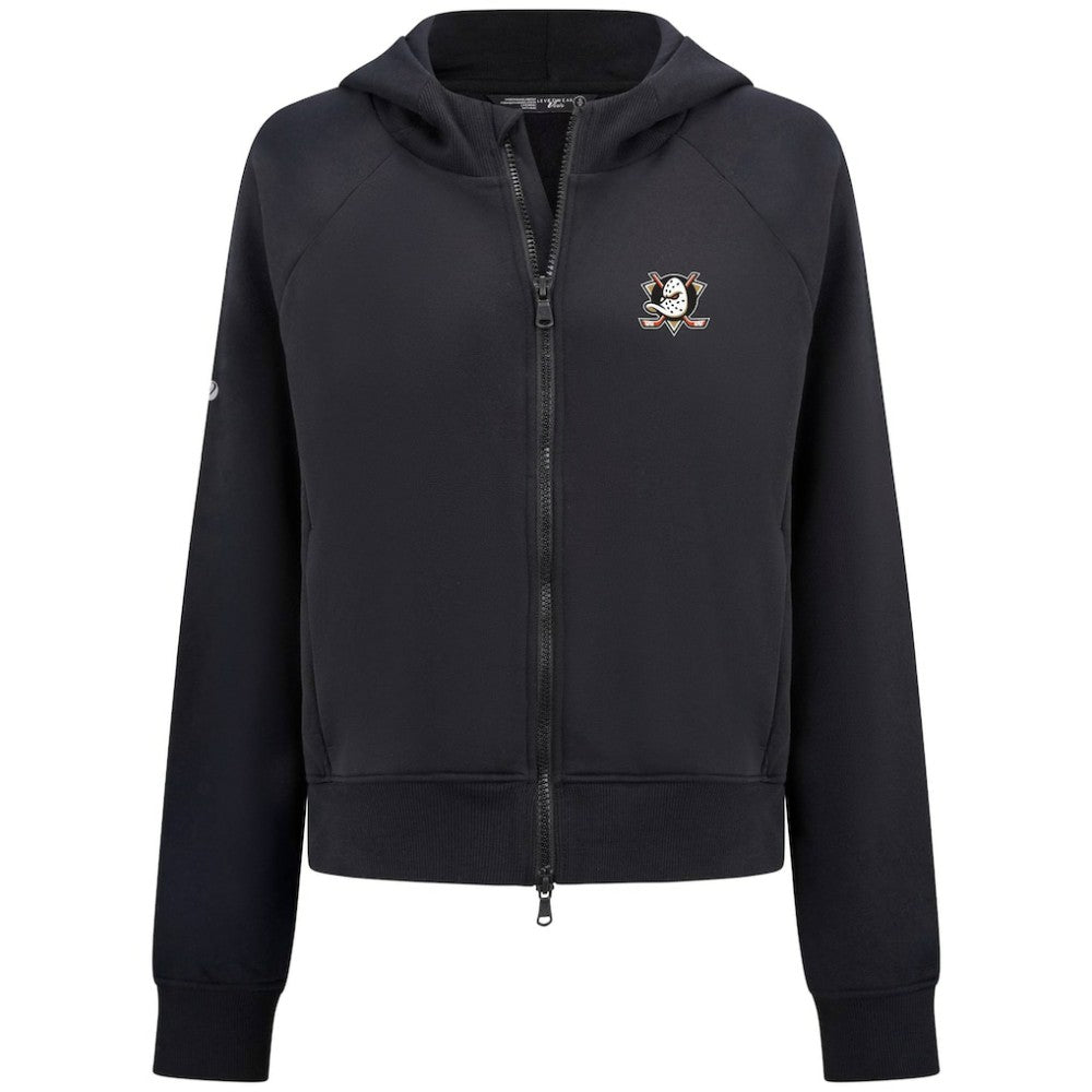 Anaheim Ducks Levelwear Women's Judd Raglan Full-Zip Hoodie - Black Hoodies