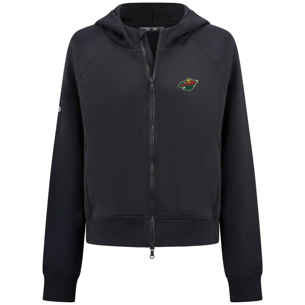 Minnesota Wild Levelwear Women's Judd Raglan Full-Zip Hoodie - Black Hoodies