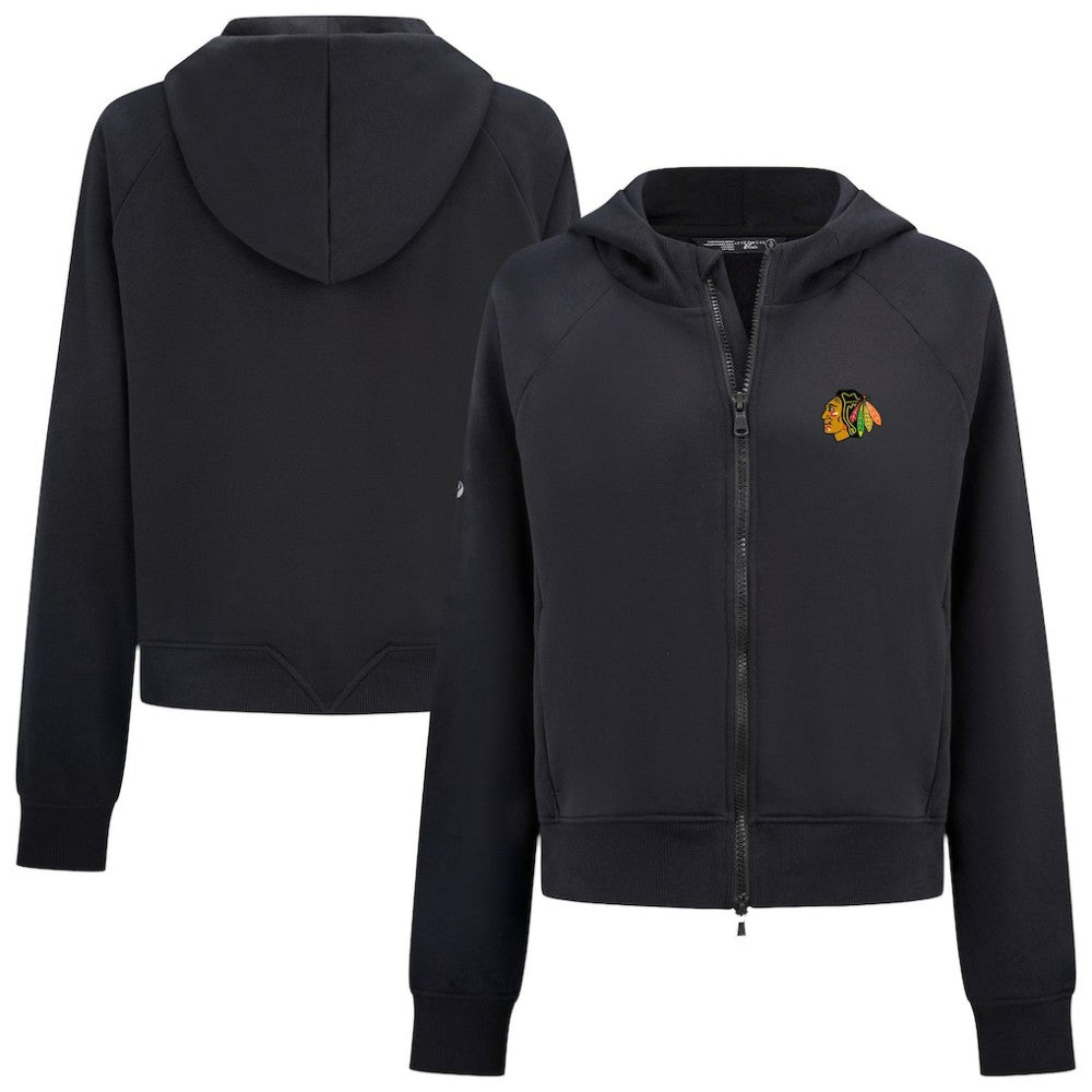 Chicago Blackhawks Levelwear Women's Judd Raglan Full-Zip Hoodie - Black Hoodies