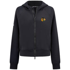Chicago Blackhawks Levelwear Women's Judd Raglan Full-Zip Hoodie - Black Hoodies