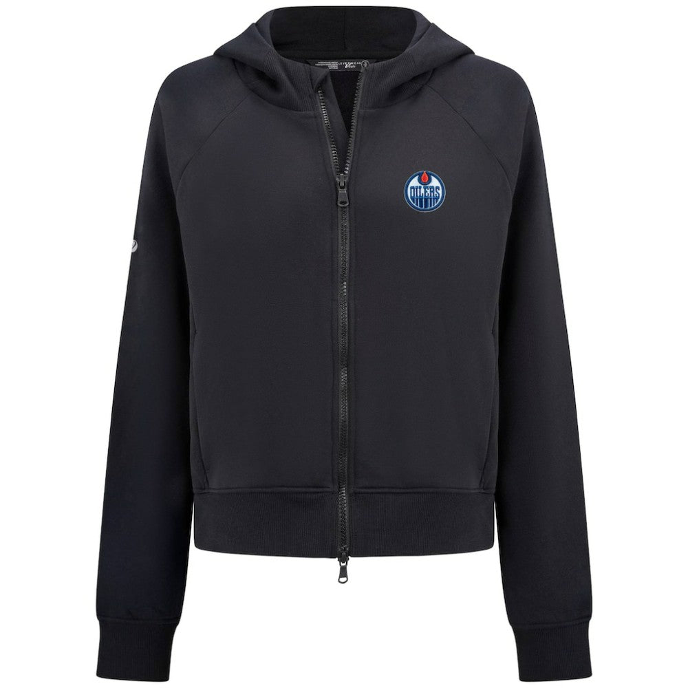 Edmonton Oilers Levelwear Women's Judd Raglan Full-Zip Hoodie - Black Hoodies