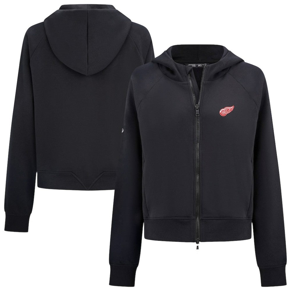 Detroit Red Wings Levelwear Women's Judd Raglan Full-Zip Hoodie - Black Hoodies