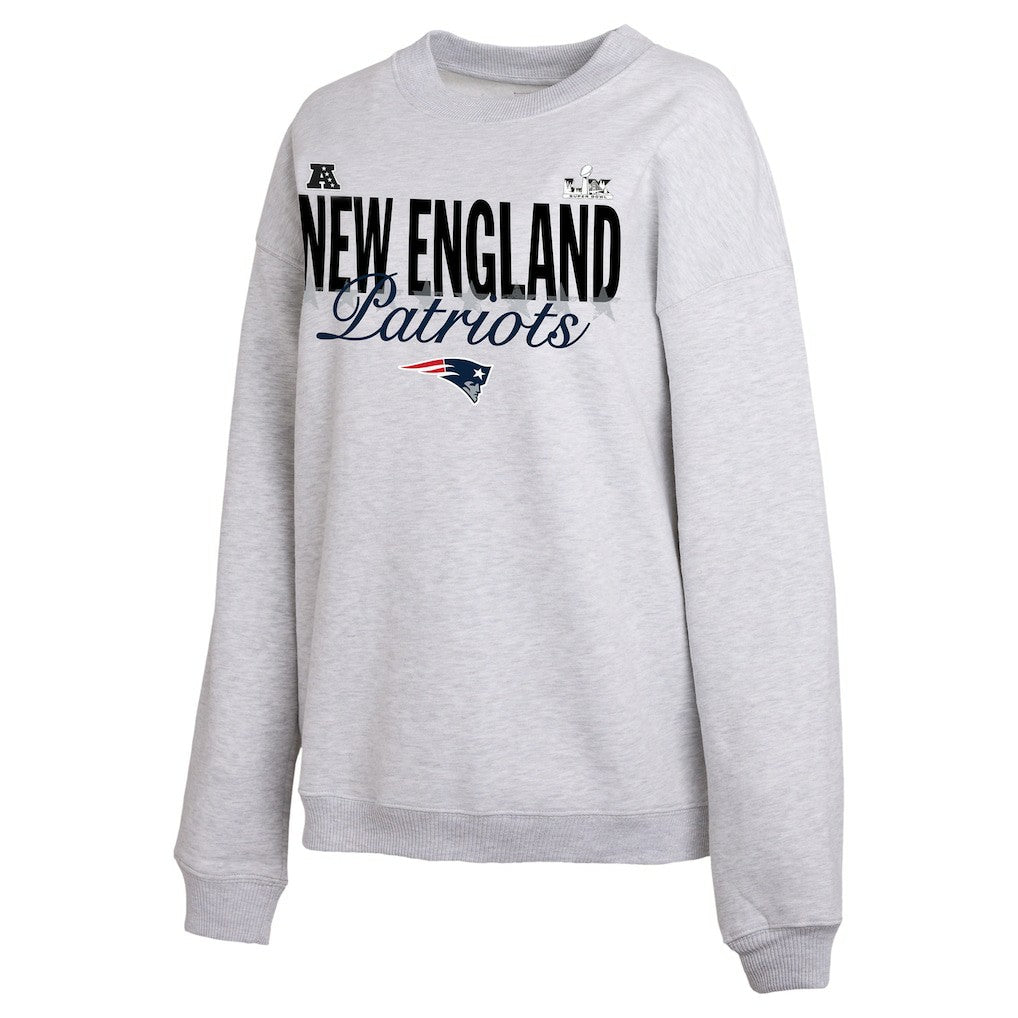 New England Patriots WEAR by Erin Andrews Women's Super Bowl LX Fleece Sweatshirt - Gray on sale