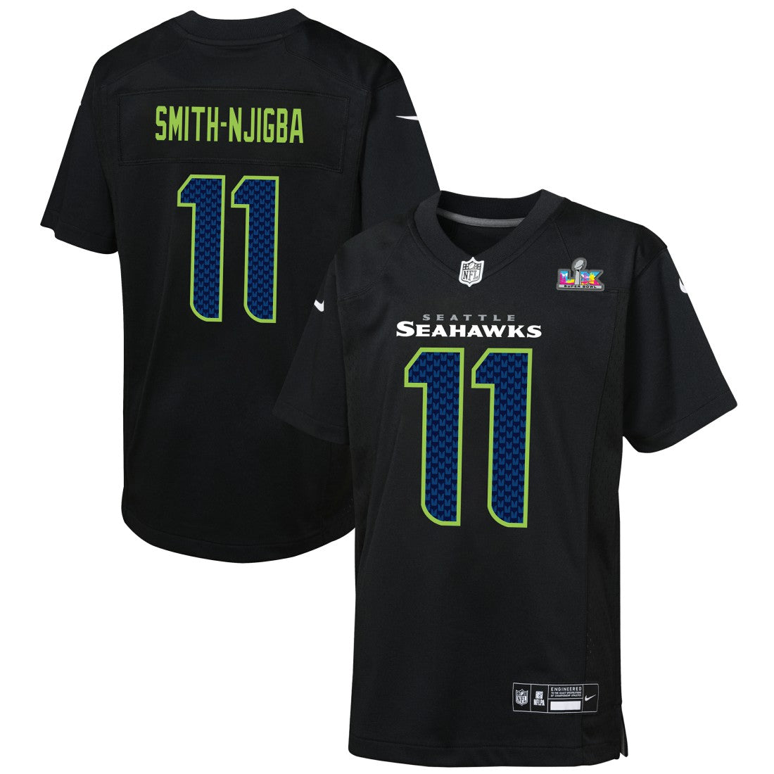 Jaxon Smith-Njigba Seattle Seahawks Youth Super Bowl LX Patch Carbon Fashion Game Jersey - Black online