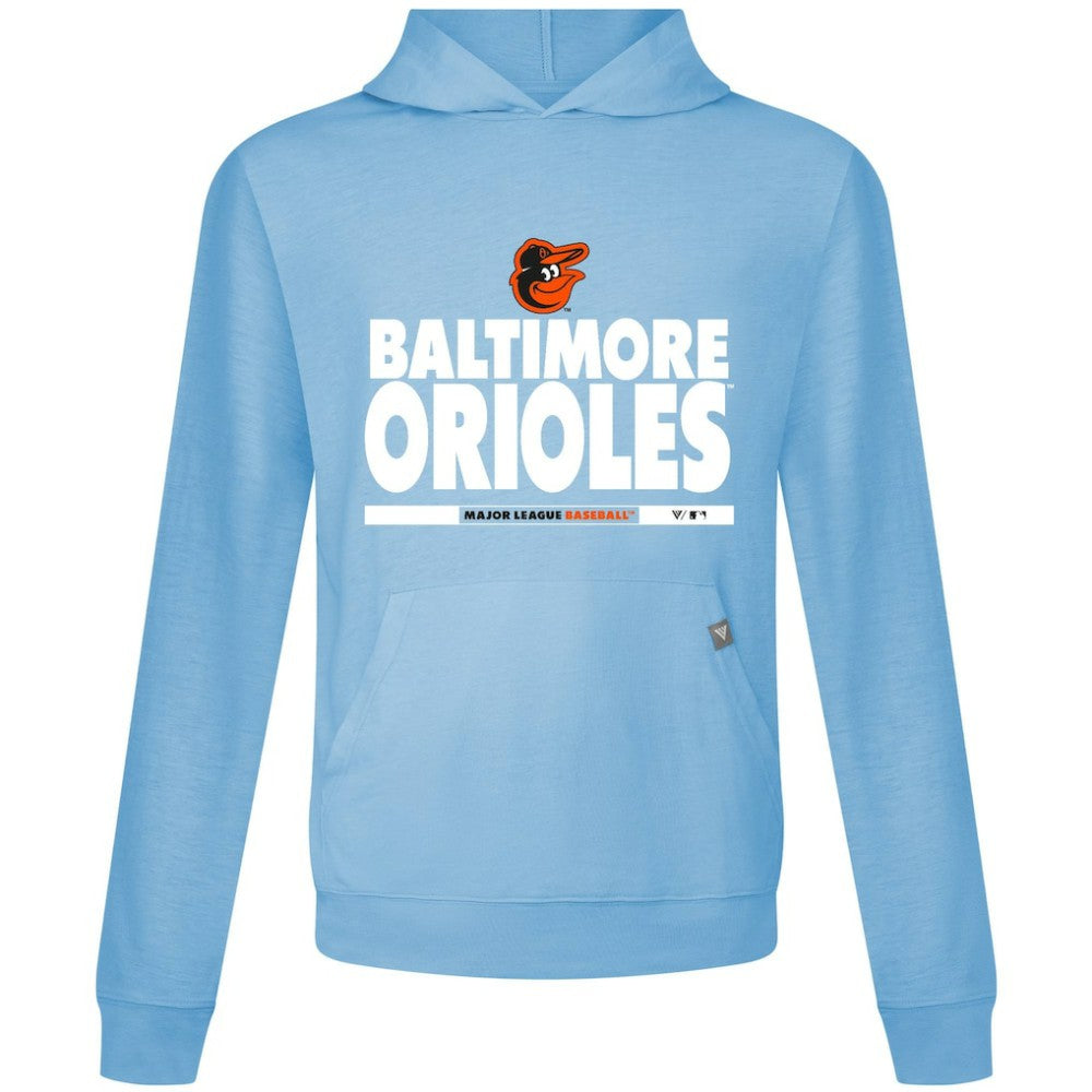 Baltimore Orioles Levelwear Relay Center Stage Long Sleeve Hooded T-Shirt Light Blue