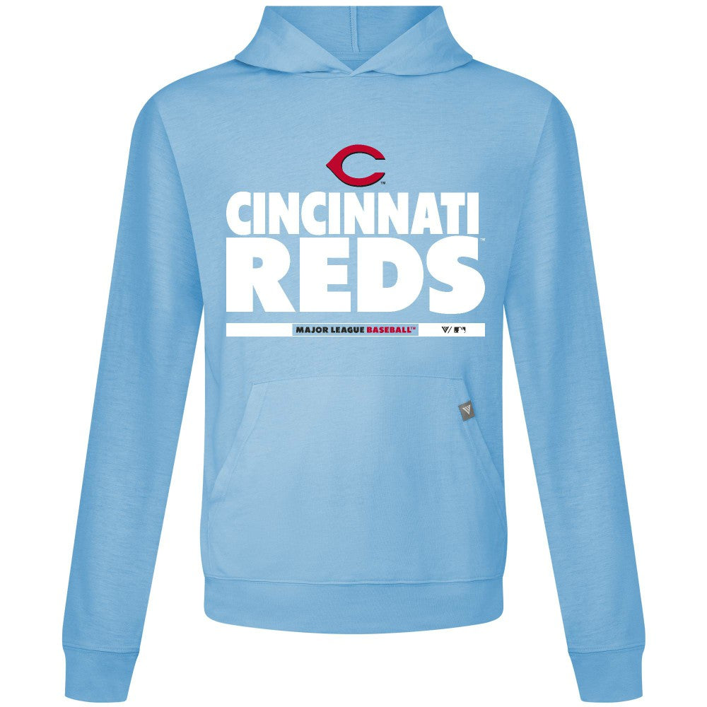 Cincinnati Reds Levelwear Relay Center Stage Long Sleeve Hooded T-Shirt Light Blue