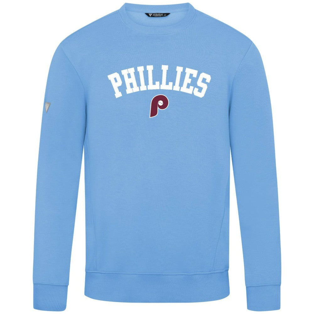 Philadelphia Phillies Levelwear Zane Felt Arch Pullover Sweatshirt Light Blue