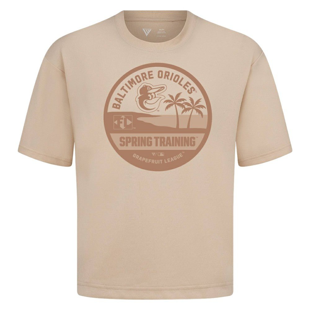 Baltimore Orioles Levelwear Spring Training Badge Luxe Signature Knit T-Shirt Khaki