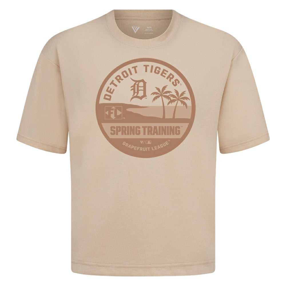 Detroit Tigers Levelwear Spring Training Badge Luxe Signature Knit T-Shirt Khaki