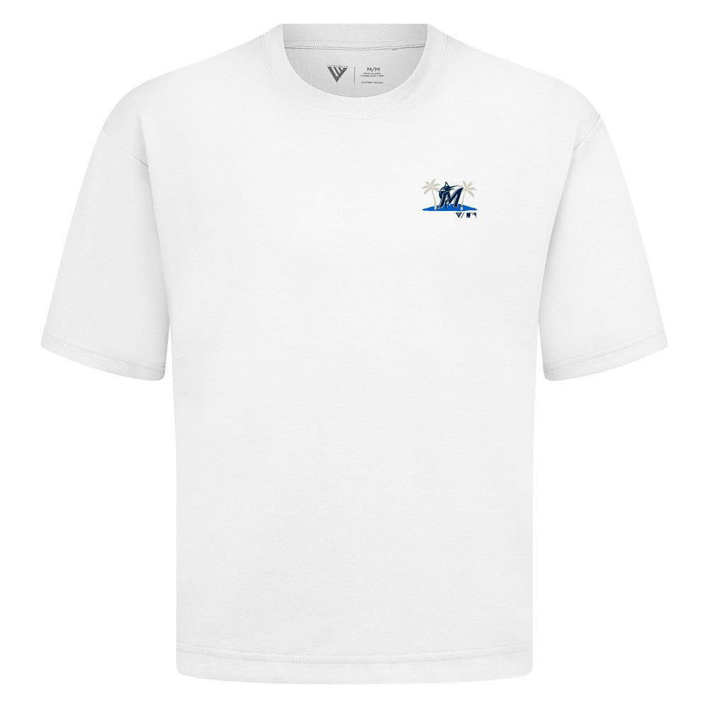 Miami Marlins Levelwear  Luxe Signature Knit T-Shirt White