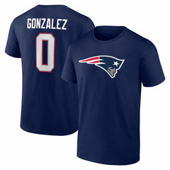 Christian Gonzalez New England Patriots Icon Name & Number T-Shirt - Navy discount