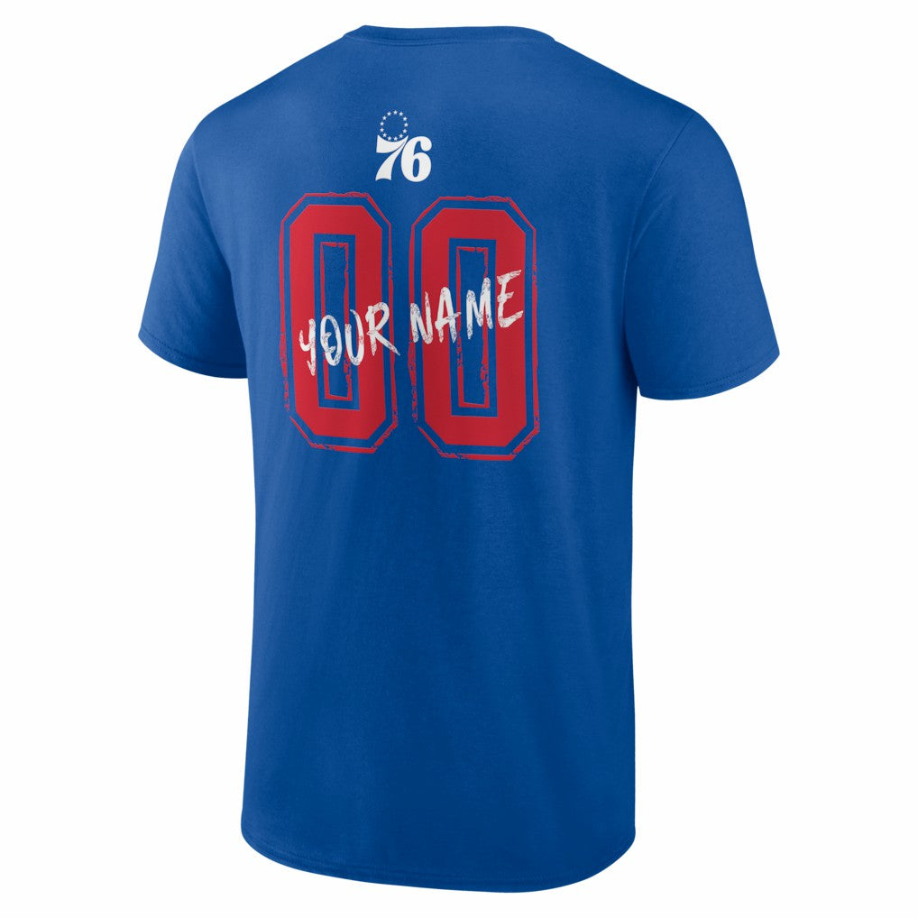 Philadelphia 76ers Big & Tall Hustle Personalized Name & Number T-Shirt - Royal sale