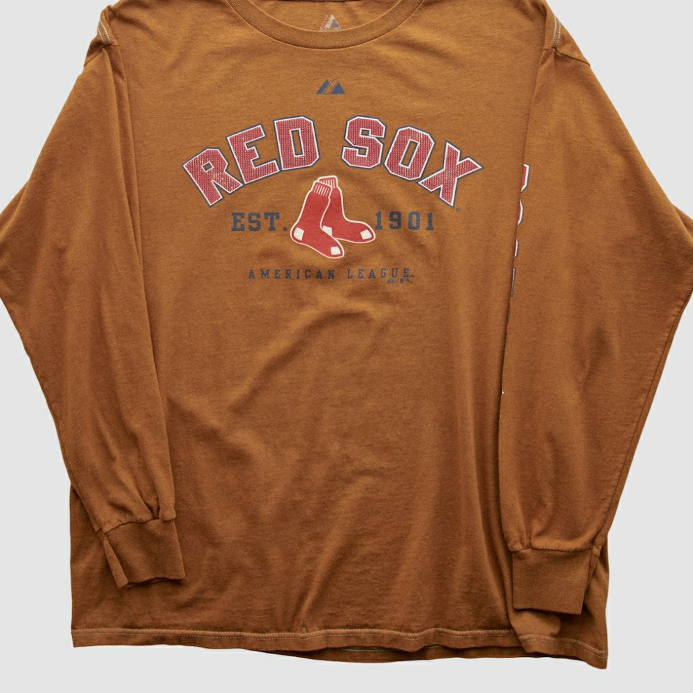 Boston Red Sox Majestic 2000s Long Sleeve T-shirt Brown Vintage